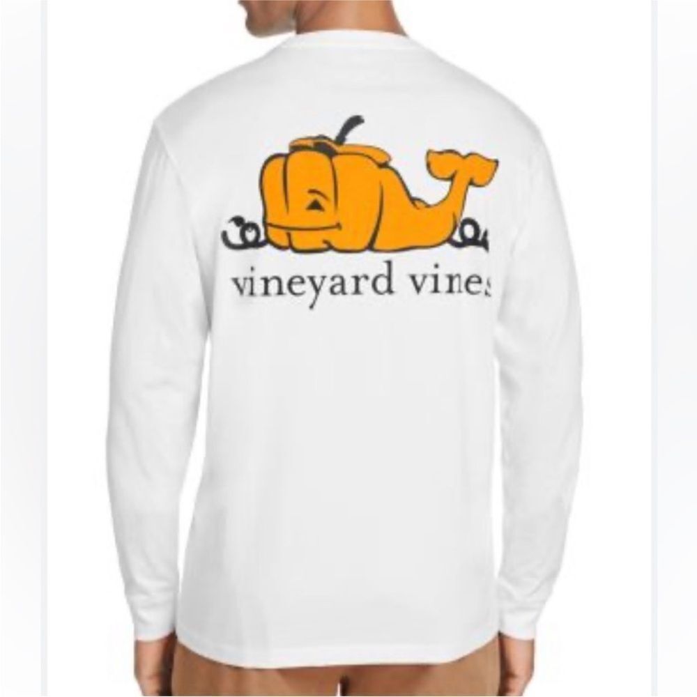 VINEYARD VINES | Fall Pumpkin Themed Logo Long Sleeve Shirt Unisex Size Medium